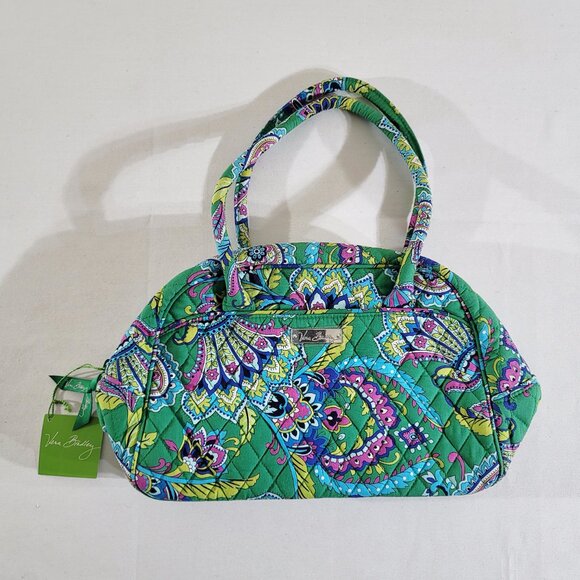 NWT Vera Bradley Bowler Bag w/ Coin Purse Green Purse Discontinued Retired Rare - Picture 5 of 5